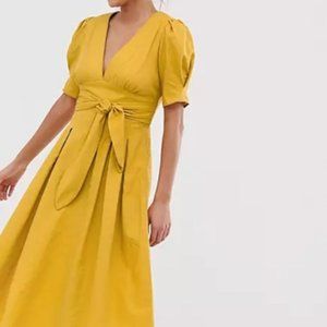 Moon River mustard Midi dress